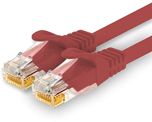 1CONN Câble Réseau CAT7 CAT 7 10 Gigabit - 1x 20m - RJ45 Ethernet LAN DSL Routeur Modem - Rouge