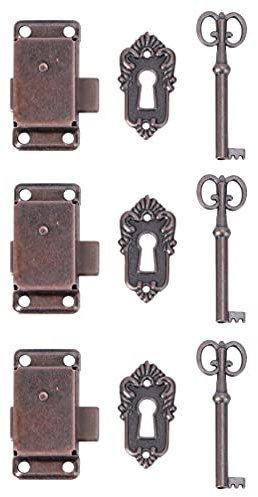 YARNOW 3stücke Antike Schatullenschlösser Aus Roter Bronze Schmuckkästchen-verschlüsse Schatullenschloss-verschlüsse Stabile Schubladenverschlüsse Für Holzkisten