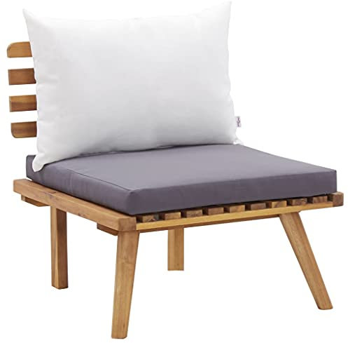 TEWTX7 Gartenstuhl, Strandstuhl mit Lattendesign, Regiestuhl mit Sitzpolster und Rückenkissens, Gartenmöbel fur Terrasse und Veranda, Wetterfest, Akazie Massivholz, 60 x 65 x 65 cm