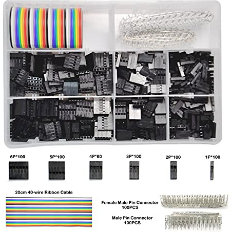 Gikfun 780pcs 2.54mm Pitch 1 2 3 4 5 6Pin Housing Connector Dupont Wire Male Female Crimp Pins Adaptor Assortment Kit for RC Servo, Arduino, SMT, SATA, EPS, Battery Balancer EK8479