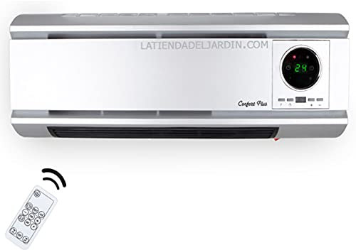 Calefactor de pared 2000W, Split de pared, Mando a Distancia, Función Ventilador, Termostato digital, Temperatura Ajustable