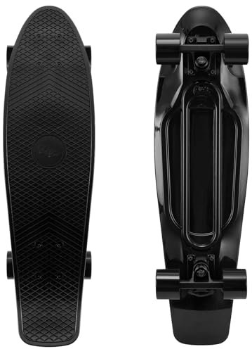 Arrow Board - 27 Zoll Skateboard, KMX Mini Cruiser Skateboard für Kinder, Jugendliche und Erwachsene, Junge und Mädchen, Retro Stil Penny Board (27 Zoll Alles Schwarz)