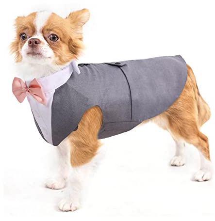 Set di smoking per cani, completo e bandana, abbigliamento formale per animali domestici, camicia formale, costume per matrimoni, festival, Halloween, Natale, compleanno, per cani di taglia piccola