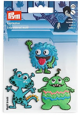 Prym 924300 Applikation selbstklebend/aufbügelbar Monster blau/grün, Mittel