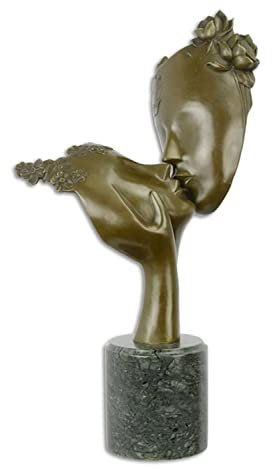 JS Garten Deko Bronzefigur Bronzeskulptur Abstrakte Kunst Figur Paar Kuss modern H 53,5 cm Skulptur Bronze Figur
