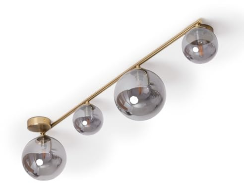 LEDKIA Lámpara de Techo Metal y Cristal Moonlight Brass 4 Focos Gris Humo | CasquilloG9
