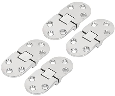 4 Pièces Charnières à Rabat Ovales, 66 x 30mm Charnières Autoportantes de Table Pliante, Charnière Rabattable à Couture Ronde en 316 Acier Inoxydable pour Meubles de Placard de Porte D'armoire
