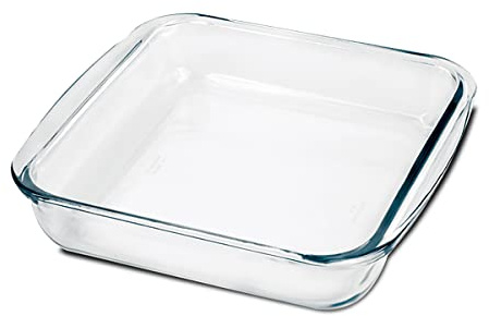 Fuente de Horno Cuadrado, Molde para Hornear de Cristal, capacidad 1.8 L - Longitud 24.8 x Profundidad 22.2 x Altura 5.2 cm -JUANIO-