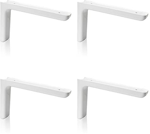 PRIOstahl Regalträger mit Abdeckung Regalwinkel Regalkonsole Regalbodenträger - 4 x Träger 80 x 120 mm in Weiß für Regal Regalböden Wandregal Wandkonsole aus Stahl mit Kunststoffabdeckung