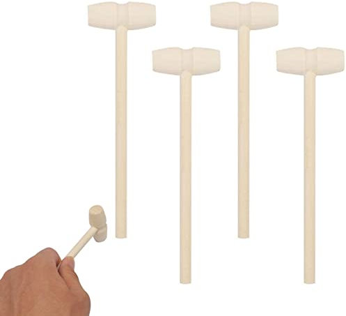 4pcs Mini Wooden Hammer Mallets,Wooden Crab Lobster Mallet Mini Wooden Hammer Natural Hardwood Hammers Seafood Shellfish Shell Cracker Tool,DIY Small Unfinished Painting Hammer Toy for Children