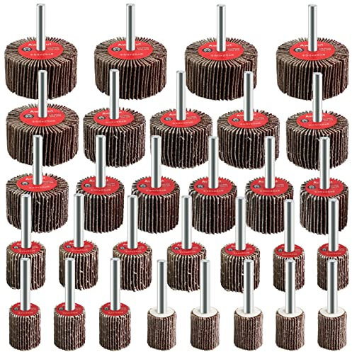 Fächerschleifer Set Körnung 80 Lamellenschleifer Schleifaufsatz für Akkuschrauber,Bohrmaschine,Geradschleifer (30pcs Rundschleifer)