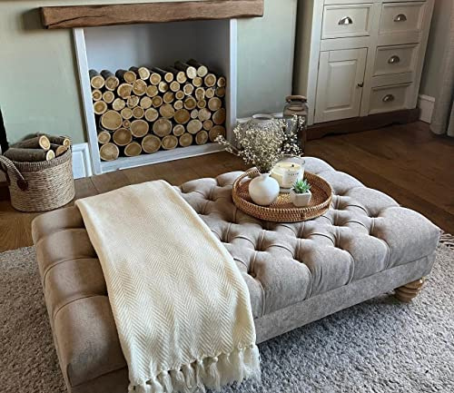 Deep Cushioned Extra Large Naples Chesterfield Footstool Coffee table by Handmade Bedroom Furniture (Sand)