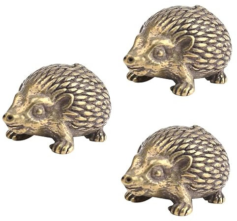 Abaodam 3st Igel Miniaturen Kupfer-Igel- Für Die Familie Igel-sammelfigur Aus Metall Dekorative Schränke Verzierung Fengshui-tierfigur Vintage Igel Retro Messing Büro Kleiner Igel