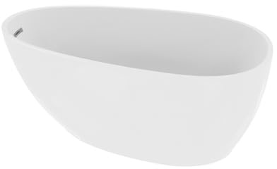 LAVITA Freistehende Badewanne Lacrima 1700 Acryl 170x80x58 cm Badewannen Oval Form Moderne Acryl-Wanne Freistehend 2 Personen 260 L Antimikrobielle Beschichtung Weiß Glanz