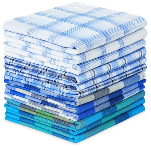 AUYAO Taschentücher Herren, 12 Stück Baumwolle Stofftaschentücher Set, Traditionelle Taschentücher Stoff Herren Handkerchief, Wiederverwendbar Herrentaschentücher, 40cm x 40cm(A)