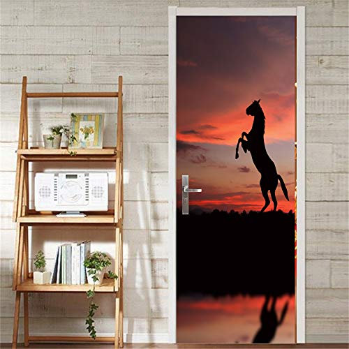 3d Türtapete Selbstklebend Pferd Türposter Fototapete, Schlafzimmer Wohnzimmertür Aufzug Tür Aufkleber B90 x H200cm