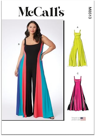 MCCALLS Sewing Pattern M8513W2 Women's Knit Jumpsuits and Dress W2 (20W-22W-24W-26W-28W)