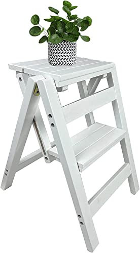 SORVA Escabeau Pliant escabeau Portable à 2 marches, Grande Plateforme, escabeau Domestique avec Fonction Multifonction pour la Maison, Le Bureau, Le Garage, Le Jardin, la Peinture (Blanc R)
