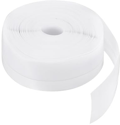 sourcing map Weather Stripping Door Seal 39.37ft x 45mm Silicone Seal Strip for Door Draft Stopper Adhesive Tape Window House Shower Glass Gaps Length 12m, White