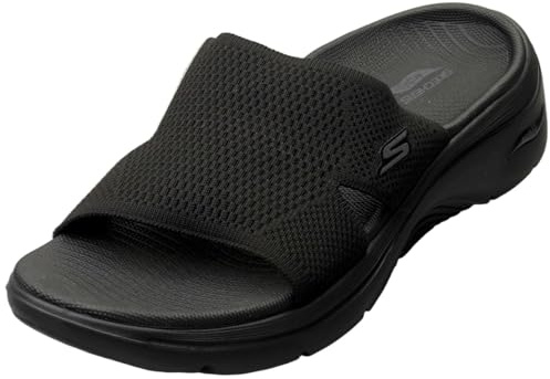 Skechers dam Go Walk Arch Fit 2.0 Sandal Dakota Sandal, Svart textil, 36 EU