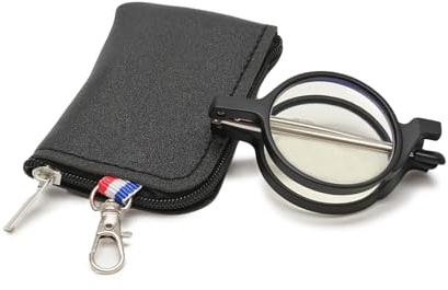 ABETOS Lesebrille Faltbar Klappbar Metall Faltbare Lesehilfe Blaulichtfilter Rund Kompakte Tragbare Taschenbrille für Herren Damen