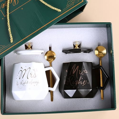 Disoza Mr Right Mrs Always Right Mugs Regalo Di San Valentino Tazze Da Caffè Per La Sposa e Lo Sposo Set Di Tazze In Bianco e Nero Regali Di Natale Per Le Coppie