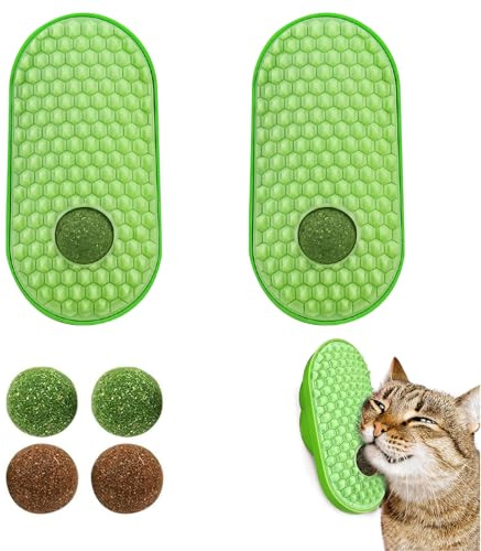 2 Stücke Katzenspielzeug Bringen sie 2 Katzenminze-Bällchen und 2 Gallen-Bällchen mit,Katzenminze Ball für Katzenwand für Katzen Lecken,Gesunde Kätzchen Zähne Reinigung,Selbstbedienungs-Kämmerei