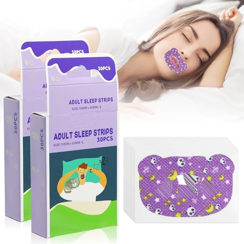 60 Tabletas Mouth Tape Tiritas Antironquidos para Dormir Tiras Bucales para Menos Respiración Bucal Promover Respiración Nasal Mejorar la Calidad del Sueño y Reducir los Ronquidos Hipoalergénicas