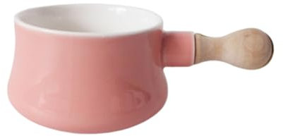 MAGICLULU Ciotola Per Zuppa in Porcellana Alla Moda Ciotola Per Dessert in Ceramica Manico in Legno Per La Colazione