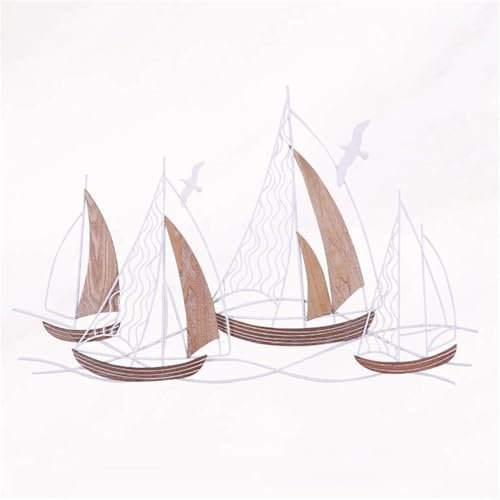 Wanddekoration, Metall-Segelboot, 3D-Schiffs-Wandskulpturen, handgefertigt, Strand-Segelboot, Wandkunst-Dekor für Wohnzimmer, Schlafzimmer