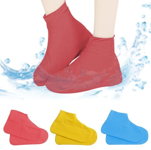 KASESSS 3Paia Copriscarpe Pioggia Gomma, Copriscarpe Impermeabili, Riutilizzabile Copri Scarpe per Pioggia, Antiscivolo Copriscarpe Antipioggia Moto, Addensato Copri Scarpe Pioggia per Pioggia e Neve