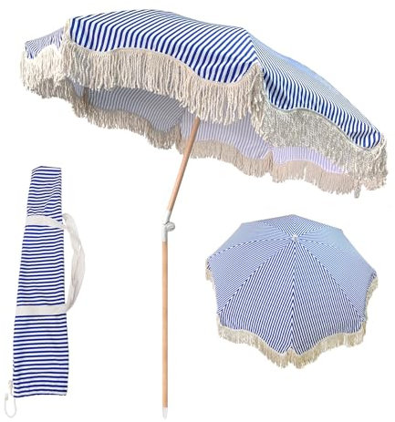 Ggipxalatyr Grande Ombrellone Da Spiaggia 200cm,Ombrello Parasole Da Esterno Con Ancoraggio A Sabbia,Antivento Ombrellone Da Mare Inclinabile,ombrellone Pieghevole Per Cortile, Balcone, Spiaggia
