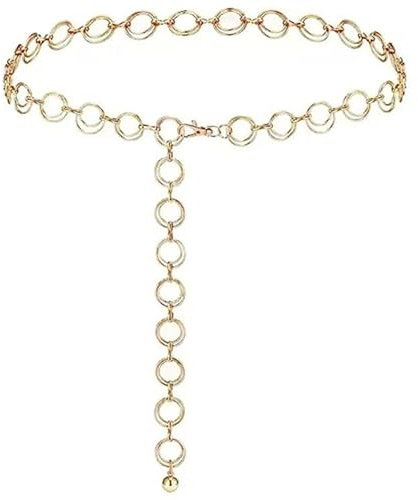 Taasmoog Damen Metall Kettengürtel, Mode Taillengürtel Silber Ketten-Gürtel Einstellbar Taillenkette Lang Hüftkette Taille Gürtel für Kleider