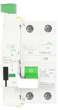 IONQXIDLD RE-TORD4-63 Type AC Intelligent Automatique Dispositif de réenclenchement Automatique disjoncteur différentiel 2P 230V 6KA 63A 30mA(2pole 30mA,63A)