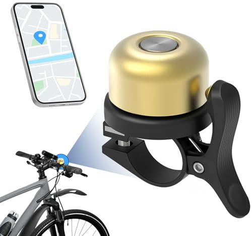 LURNODY Campanello Bicicletta AirTag Bici, Campanello Bici per Manubri da 22.2 mm, Campanello Antifurto Bici GPS Bicicletta Antifurto, Suono è Forte e Nitido Accessori per Biciclette Antifurto Adatto