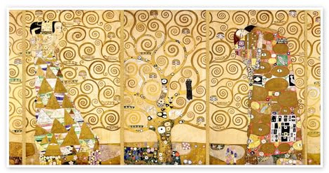 L'albero della vita (completo) Poster di Gustav Klimt 160 x 80 cm Giallo Quadri Decorazione per pareti