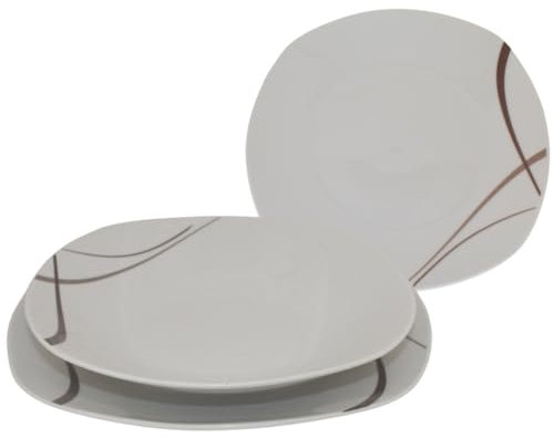 Omniacasa Servicio de platos de 18 piezas para 6 personas, diseño moderno, de porcelana resistente, lavables en lavavajillas y aptos para microondas