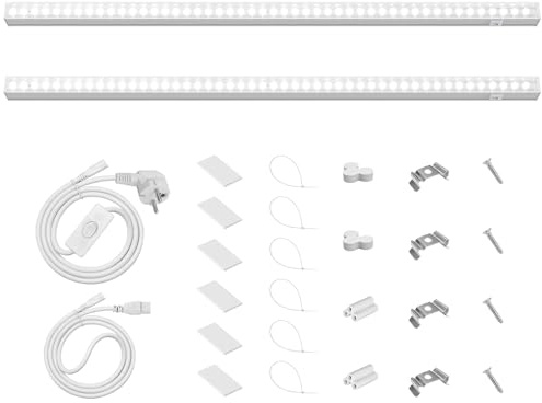 Barrina T5 LED Grow Lampe, 59cm, 20W(2 x 10W) 5000K Weißes Vollspektrum 2er | Verkettbare 2FT Grow Lampe Blüte, Stecker und Spiel, Hohe PPFD, Für Setzlinge und Pflanzenpflege Innen, Weiß