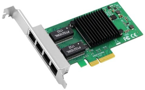 Junterone 4 Puertos PCIE X4 RJ45 LAN Tarjeta de Red de Alta Velocidad Ethernet Adaptador 10/100/1000Mbps Gigabit Ethernet LAN Tarjeta para PC de Escritorio
