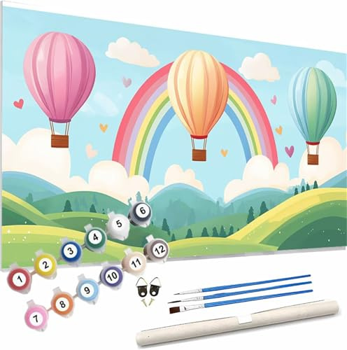 Paint by Numbers for Adults Cartoon Paint by Numbers Kits Hot Air Balloon Paint by Numbers for Adults Beginner,DIY Painting with Paintbrushes Acrylic Pigment,Hobbies for Adults Crafts 150x60cm S-483