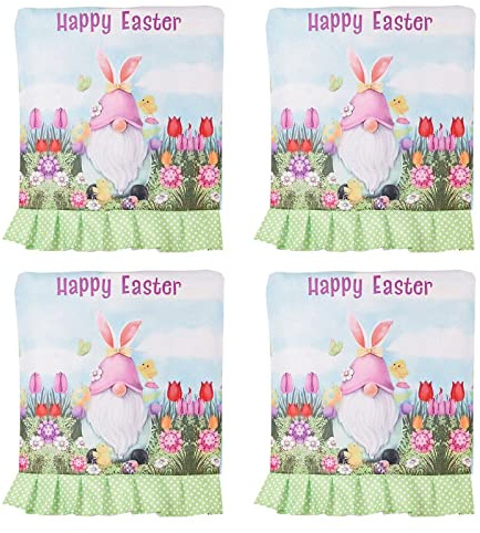 Ddujbtp Stuhlhussen mit Oster-Motiv, für Zuhause, Frühling, Ostern, Dekoration, abnehmbar, 4 Stück