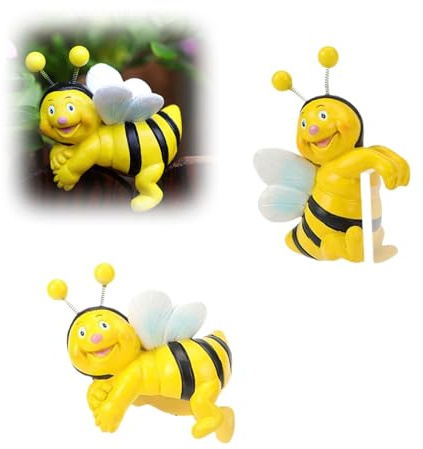 CMANLNYK Lot de 2 décorations de jardin abeilles - Décoration de jardin pour l'extérieur, figurines de jardin à la maison, tabourets de clôture en résine résistant aux intempéries - Joli artisanat