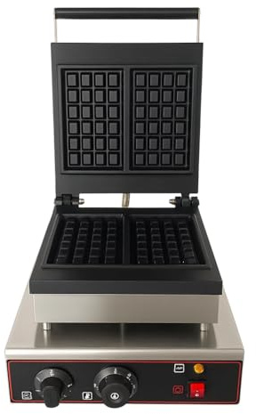 Gaufrier Professionnel à 2 Plaques – 1600 W – Thermostat Réglable 50-300°C – Plaques Fonte Antiadhésive – Inox