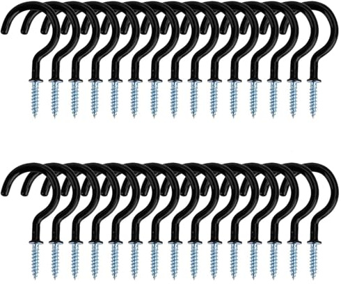CHENINKJG Schraubhaken 5cm (2 Zoll), 20Stück – Robuste Cup Haken aus Metall für Wand, Decke, Haushalt, Küche, Garten, Garage (schwarz)