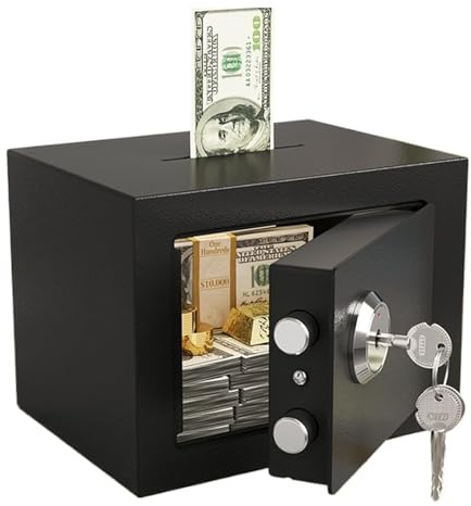 Mppchhn Caja Fuerte - Caja Fuerte Doméstica Con Cerradura Mecánica De Llave,Estuche Ignífugo Para Objetos De Joyas Hogar Escritorio Armario Maletas Viajes Estudiantes Inquilinos