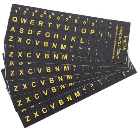 Pvc Computer Keyboard Replacement Stickers Black 6 Sheets | Letter Stickers, Matte Hand Feeling, High Durability for Everyday Usage, Simple Stylish English Decal