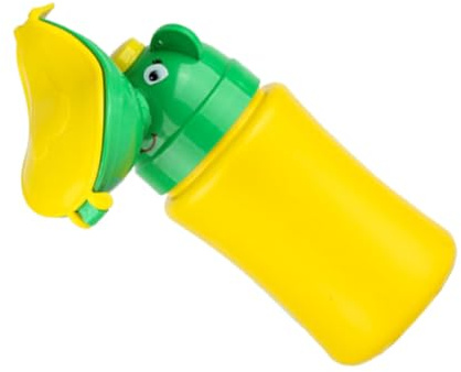 Kinderurinalflasche für Unterwegs, aus Abs, Rund, Gelb, Wiederverwendbar | Leckdicht und Spritzarm, Ergonomische Form, für Reisen und Park, Kompakt für Kinder