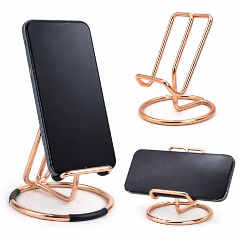 Mizi Cell Phone Stand for Desk – Metal Mobile Phone Holder Compatible with iPhone, iPad, Switch & All Smartphones – Cute, Classy Stylish Display Stand – Rose Gold
