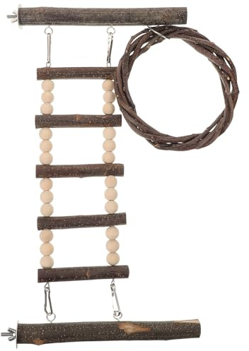 VERDANVERSE Scala Gradini in Legno Per Uccelli Da Addestramento e Gioco Combinato Altalena e Bastone Per Pappagalli Accessorio Interattivo Per Volatili Domestici