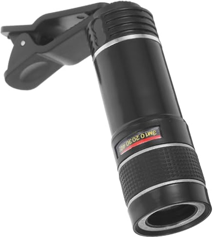 Teleobiettivo per Smartphone 20x in Plastica Nero Clip | Lunghezza Focale Regolabile, per Mobile Phone e Bar Phone, Migliora L’imaging, Stile Monoculare